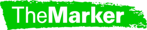 לוגו של TheMarker באותיות לבנות מודגשות. הרקע הוא מלבן ירוק בסגנון משיחות מכחול גסות, בעל קצוות משוננים, המעניק אפקט של ציור — המשקף את הבהירות והסמכות המאפיינות מסמך ייפוי כוח מתמשך.